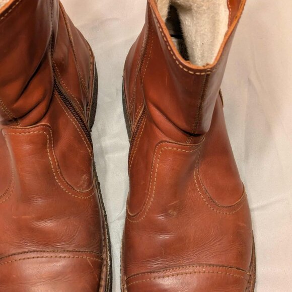 Swedish Hasbeens Boots Mens 12  Brown Leather Fleece Lined Italian Made Shoes - Picture 3 of 12